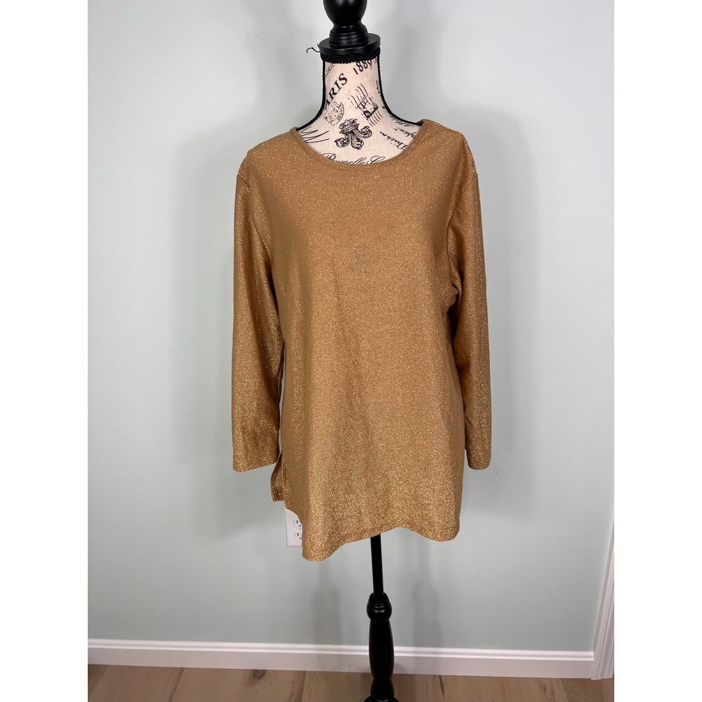 Vintage Silver Threads Gold Sparkly Long Sleeve Blouse